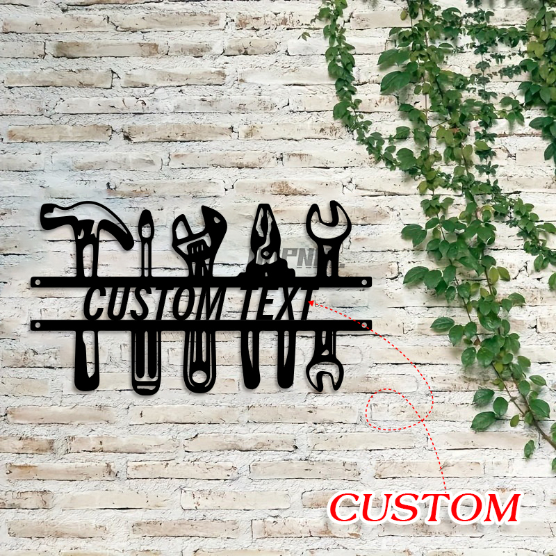 Workshop Tools And Names - DIY Industrial Style Iron Wall Art,Customized