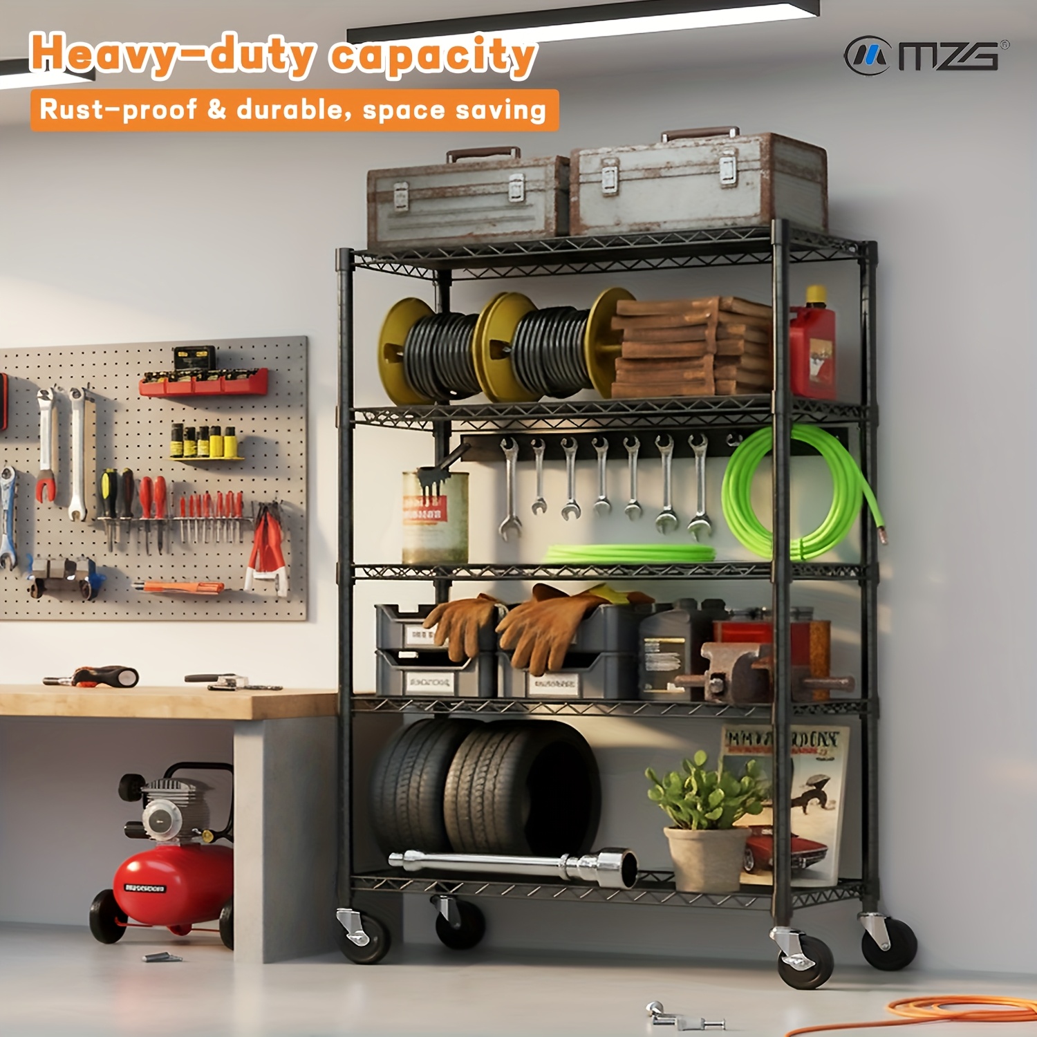 Workshop Tools Shelf - MZG Heavy-Duty Adjustable 5/4 Shelf Metal